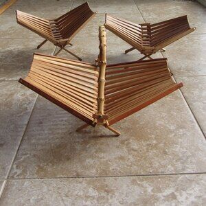 Vintage Set of 3 Mid Century Folding Bamboo Baskets